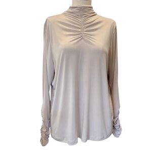 SUSAN GRAVER Elegant Beige Ruched Women's Blouse